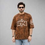 Style 1987 Camo Oversized Drop Shoulder T-Shirt – Brown