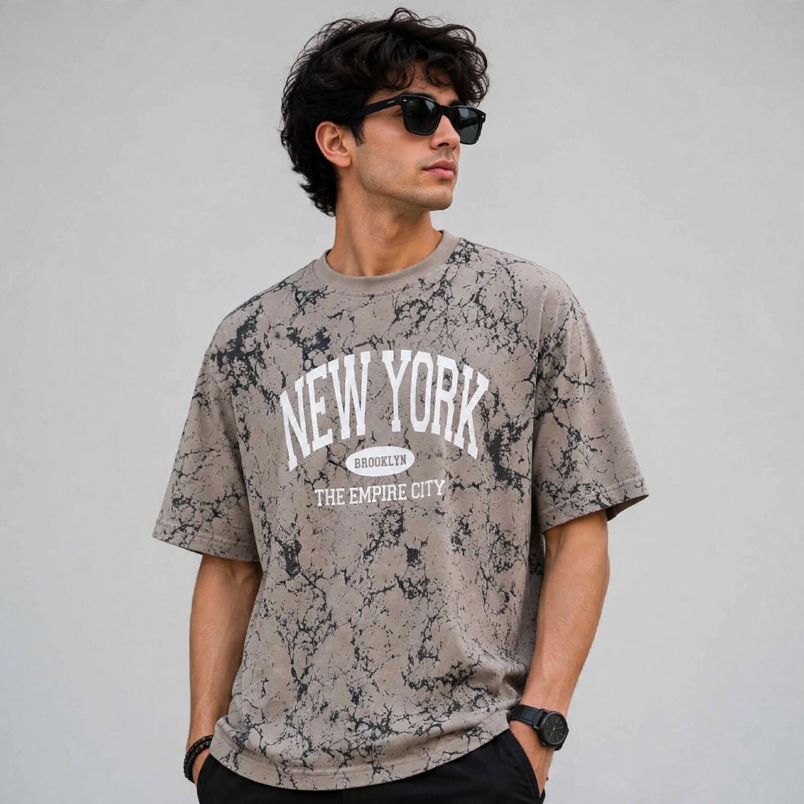 New York DropShoulder T-Shirt – Beige