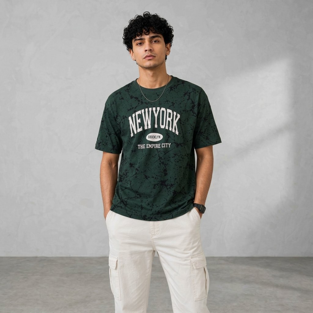 New York DropShoulder T-Shirt – Midnight Green