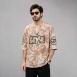 Style 1987 Camo Oversized Drop Shoulder T-Shirt – beige