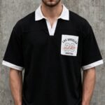 LA 23 Varsity Drop Shoulder Polo Shirt – Black