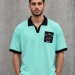 LA 23 Varsity Drop Shoulder Polo Shirt – Mint Aqua